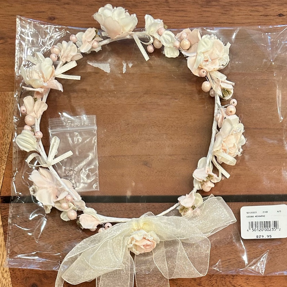 Flower girl floral halo headpiece
